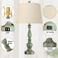 Farmhouse Lamp for Living Room Set of 2 Rustic Table Lamps 3 Way Dimmable Bedside Nightstand Lamp for Bedroom with 2 USB Port and One Outlet,Bulb Included