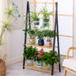 Bamboo 2-Tier Hanging Plant Stand Planter Shelves Flower Pot Organizer Rack Multiple Flower Pot Display Holder Shelf Indoor Outdoor Heavy Duty Planter Shelving Unit
