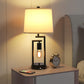 Table Lamps for Bedroom Set of 2,  3-Way Brightness Bedside Lamps with Dual USB Charging Ports, 22.6'' White Fabric Shade Farmhouse Nightstand Lamps for Bedroom, Living Room (LED Bulbs Included)