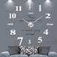 DIY Wall Clock,3D Frameless Wall Clock,Large Modern Design Decor Sticker DIY Wall Clock Kit for Bedroom Living Room Home Decorations,Adjustable Size and Easy to Assemble (Silver)