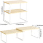 Set of 2 Cabinet Kitchen Shelves Stackable Countertop Shelf and Expandable Wood Cabinet Organizer Shelves for Bathroom Study Room, White