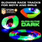 Glow Race Tracks and LED Toy Cars - 360Pk Glow in the Dark Bendable Rainbow Race Track Set STEM Building Toys for Boys and Girls with 2 Light up Toy Cars