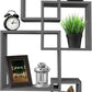 Gray Floating Cube Shelves - Intersecting Wall Mounted Shelves - Wall Decor Square Shelves for Bedrooms, Living Rooms & More - Set of 4 Box Shelves