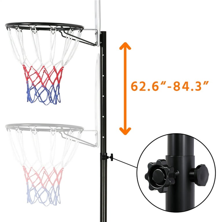 SmileMart 5.2-7ft Height Adjustable Basketball Hoop System for Outdoor, Black
