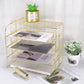 4-Tier Stackable Letter Tray, Gold Desk Organizer, Metal File Organizer Tray, Paper Holder Rack, Desk Accessories for School Home Office Supplies