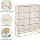 Wide Modern 8-Drawer Dresser Storage Unit, Sturdy Steel Frame, Wood Top, Easy-Pull Wood Handles/Fabric Bins, Organizer for Bedroom, Hallway, Entryway, Closet, Margo Collection, Cream/Gold