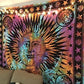 Sun Moon Hippie Tapestry Wall Hanging Aesthetic Indie Wall Tapestry, Hippie Bohemian Decorative Printed Trippy Tapestry for Bedroom Living Room Home Decor (Rainbow 55X82 Inch)