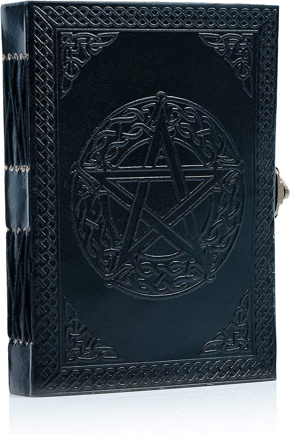 Handmade Leather Pentagon Journal/Writing Notebook Diary/Bound Daily Notepad for Men & Women Unlined Paper Medium, Writing Pad Gift for Artist, Sketch Brown (Black)