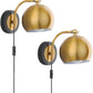 OYLYW Gold Wall Sconces Plug in Lighting Fixture ,E26 Industrial Vintage Boho Adjustable Wall Lights,Set of 2 Pack Wall Lamp Bedside Lamp Bathroom Vanity Lights