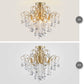 Crystal Chandelier Flushmount Ceiling Light Modern Lighting Fixture for Bedroom Hallway Bar Kitchen Bathroom, H 17.5'' X W 19.3'', E12 Base, Gold