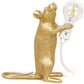 3 Pack Table Lamp Set Mouse Shape Resin Creative Desk Light Bedside Lamp Light Bedside Gift Decoration LED Bedroom,Study Room Home Room Decor (Gold)
