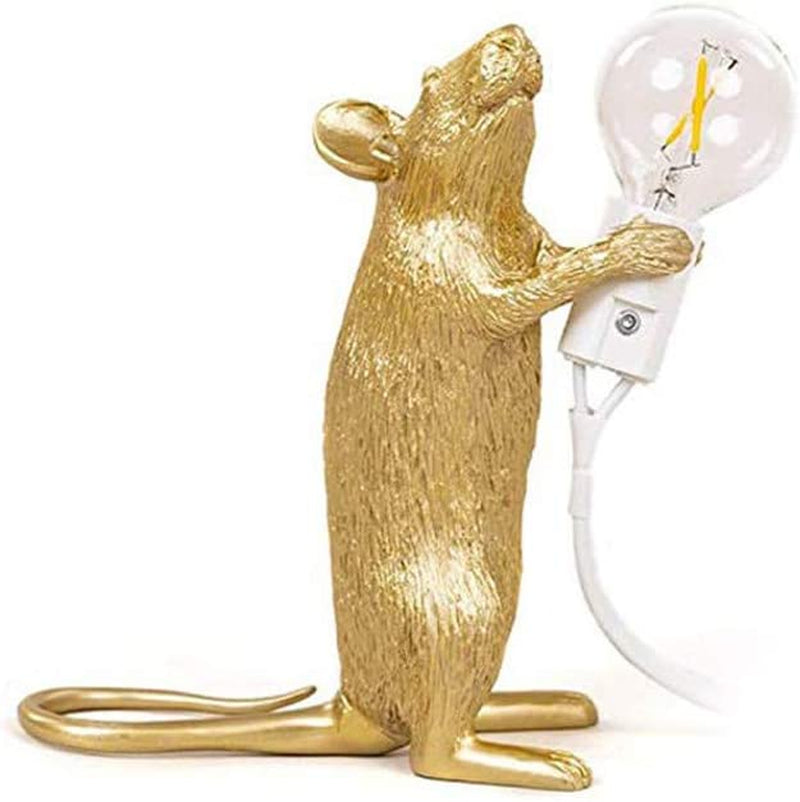 3 Pack Table Lamp Set Mouse Shape Resin Creative Desk Light Bedside Lamp Light Bedside Gift Decoration LED Bedroom,Study Room Home Room Decor (Gold)
