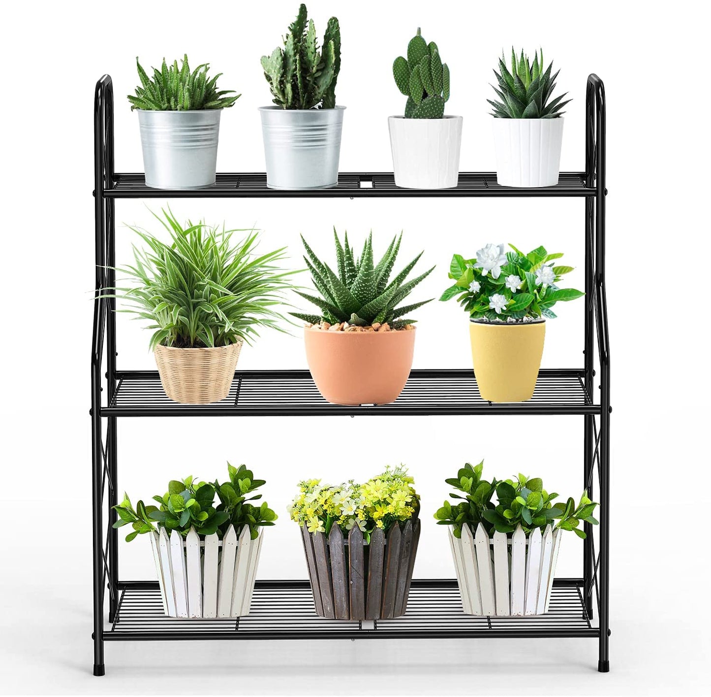 Plant Stand Rack 3 Tier Indoor Outdoor Multiple Holder Shelf,Black