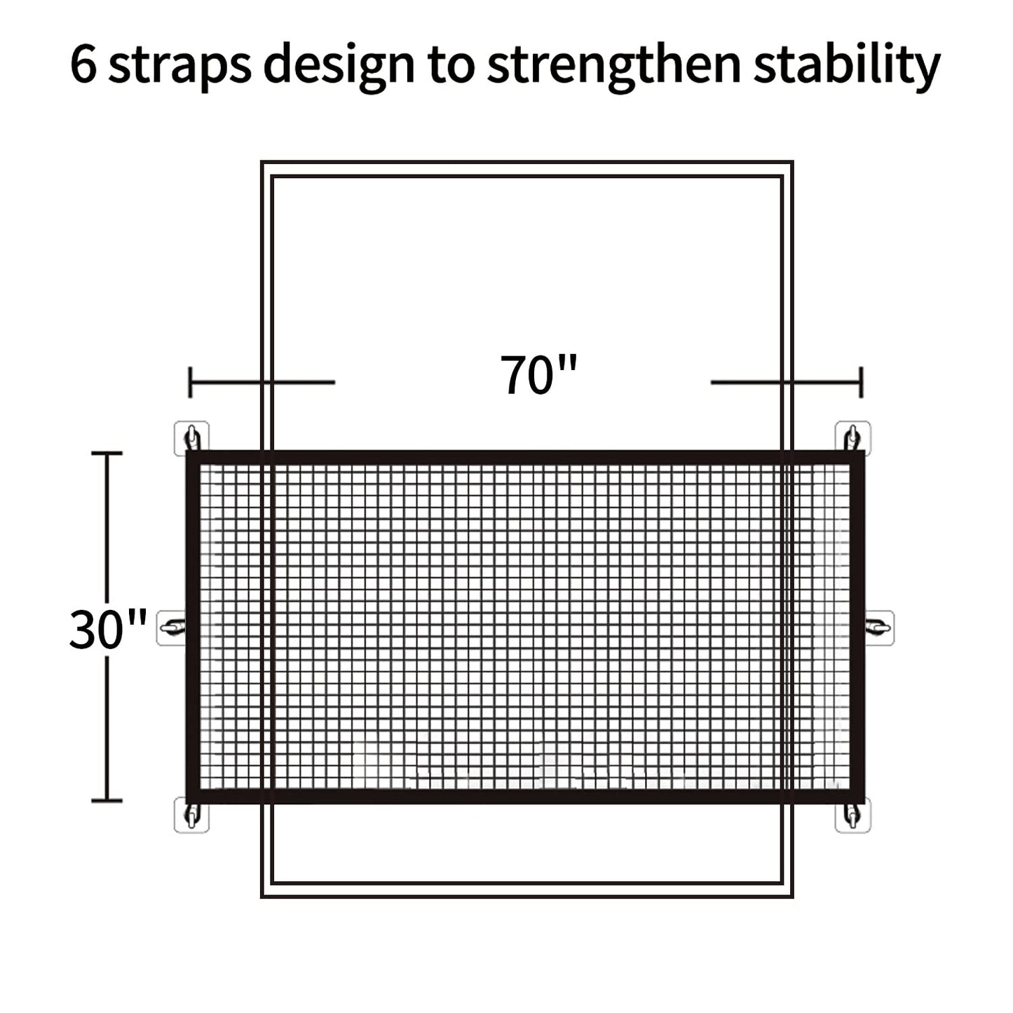 Magic Pet Gate for the House Stairs Providing a Safe Enclosure for Pets to Play and Rest, 12 Hooks (30'' X 70'')