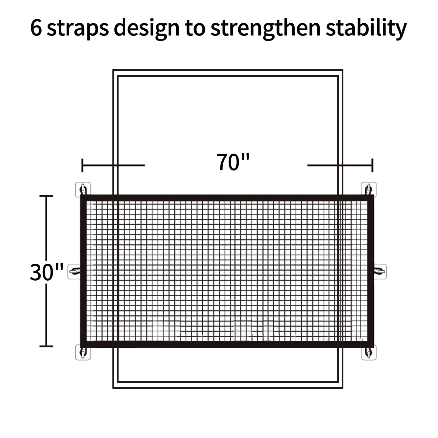 Magic Pet Gate for the House Stairs Providing a Safe Enclosure for Pets to Play and Rest, 12 Hooks (30'' X 70'')