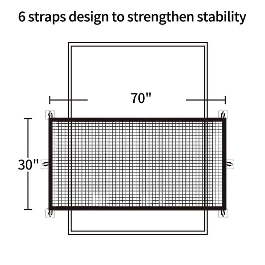 Magic Pet Gate for the House Stairs Providing a Safe Enclosure for Pets to Play and Rest, 12 Hooks (30'' X 70'')