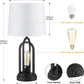 Farmhouse Table Lamps for Living Room Set of 2, Bedside Lamps with Dual USB Ports, 3-Way Brightness Retro Charging Lamp for Bedroom,  Industrial Nightstand Lamp with Nightlight (Bulbs Included)