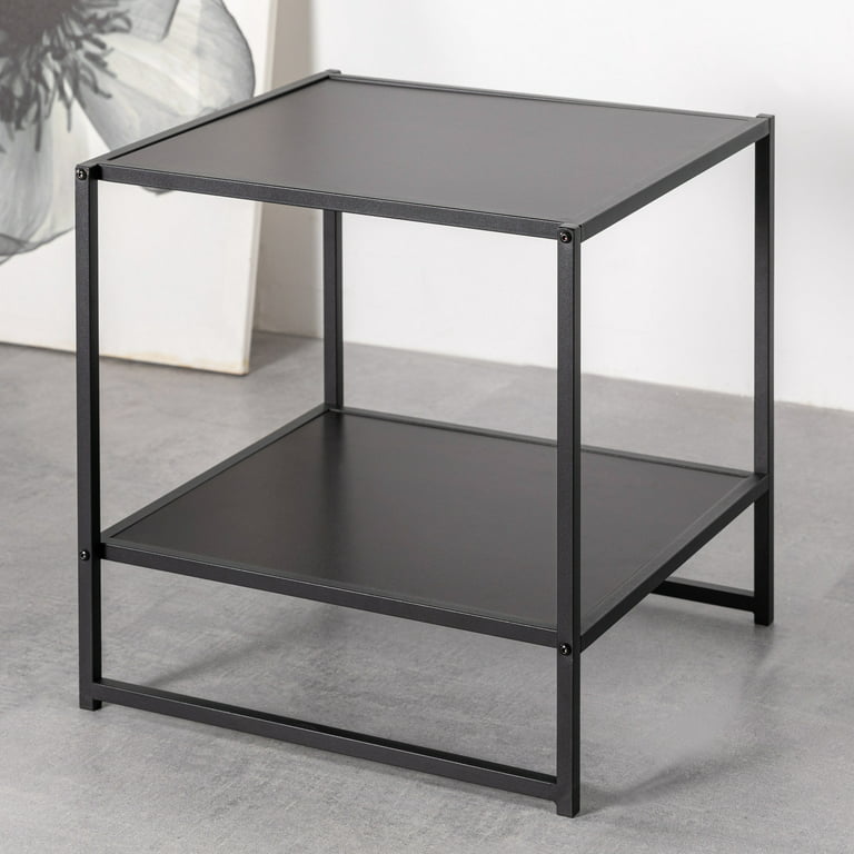 Zinus Dane 20” Black Frame Side Table, Red black wood grain