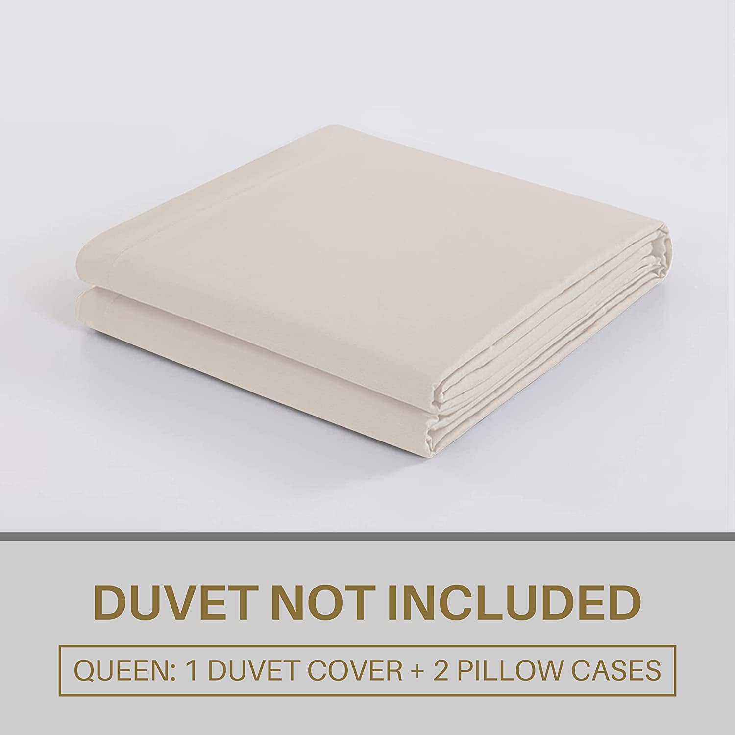 Duvet Cover Queen Beige 3 Pieces Set Solid Color Soft Cooling Double Brushed Microfiber 1800 Quality Comforter Cover with Zipper Clousre