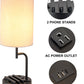 Table Lamp with 3 USB Charging Ports, Modern Desk Lamp with AC Outlet and Phone Stands, Perfect Bedside Lamp for Bedroom, Living Room, Office (Pack of 2)