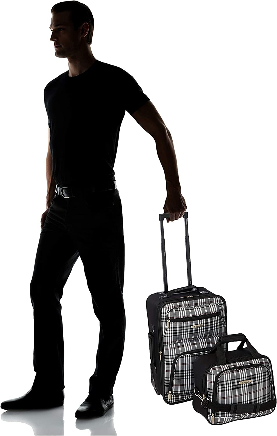 Fashion Softside Upright Luggage Set, Black Plaid, 2-Piece (14/19)