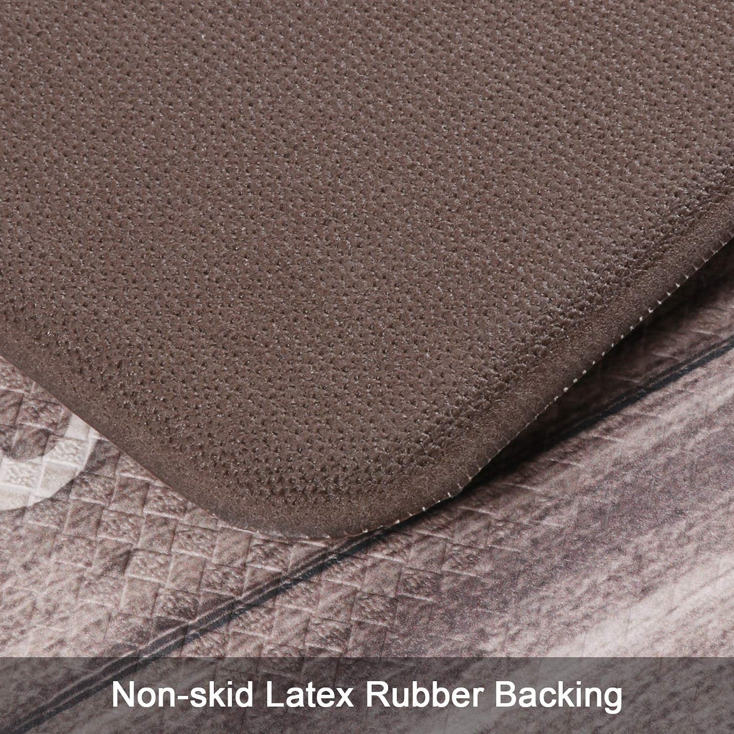 Kitchen Rug Set, Kitchen Floor Mats 2 Piece PVC Leather anti Fatigue Comfort Heavy Duty Standing Mat Waterproof Oil Proof Non-Skid Rubber Back Washable Doormat Bathroom Area Rug Carpet