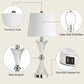 Touch Control Table Lamp for Bedrooms 3 Way Dimmable White Drum Shade Modern Bedsides Nightstand Lamp Set of 2 with 2 USB Charging Port(Bulbs Included)