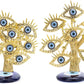 Golden Turkish Evil Eyes Tree with Blue Evil Eye Base for Home Decor Luck Gift