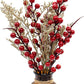 , 20 Pack Red Berries Stems for Christmas Tree Decorations Crafts Holiday and Home Decor