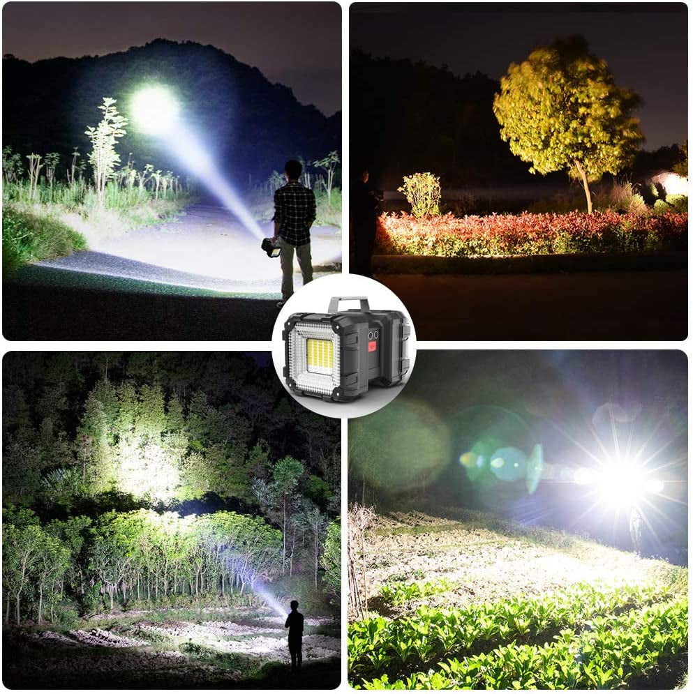Rechargeable Flashlight, LED Spotlight Flashlight 10000 Capacity 1200LM 20H Ultra-Long Standby 3+4 Lights Modes Camping Flashlight Waterproof with USB Output as a Power Bank