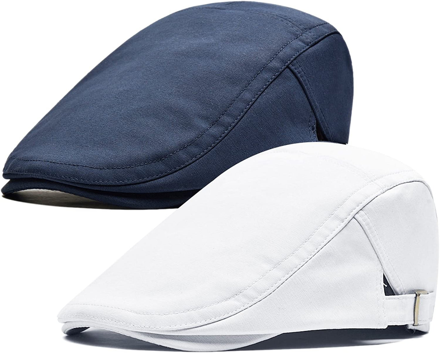 2 Pack Newsboy Hats for Men Flat Cap Cotton Adjustable Breathable Irish Cabbie Ivy Driving Gatsby Hunting Hat
