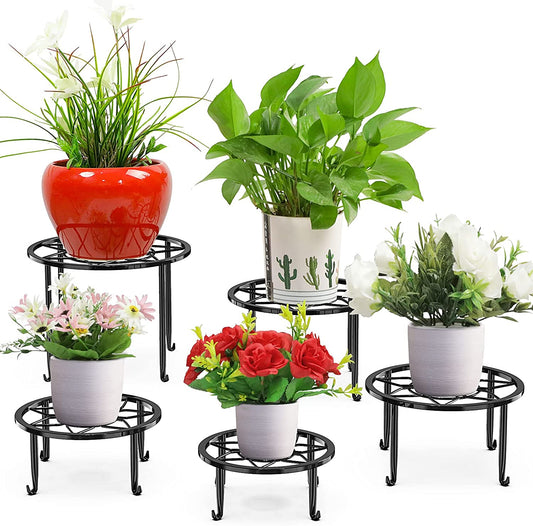 5 Pack Metal Plant Stands,Heavy Duty Potted Holder for Flower Pot,Indoor Outdoor Metal Rustproof Iron Garden Container round Supports Rack for Planter…