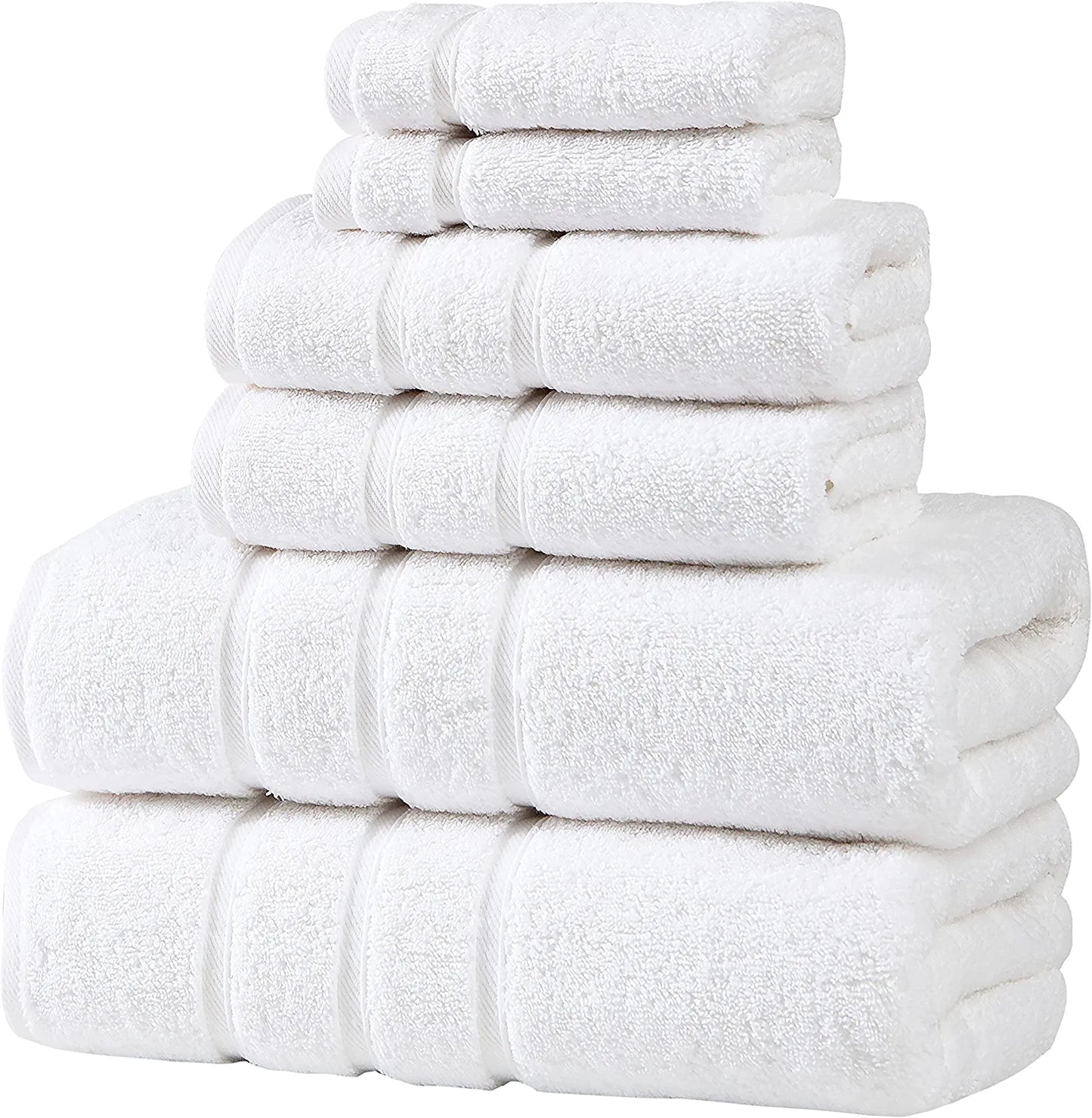 White Bath Towel Set - Turkish Cotton Hotel Towels - Turkish Bathroom Towel Set - Turkish Cotton Bath Towels Set of 6 by Upthrone