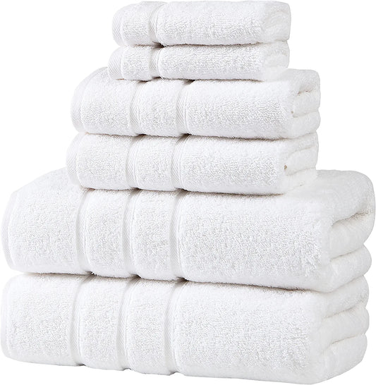 White Bath Towel Set - Turkish Cotton Hotel Towels - Turkish Bathroom Towel Set - Turkish Cotton Bath Towels Set of 6 by Upthrone