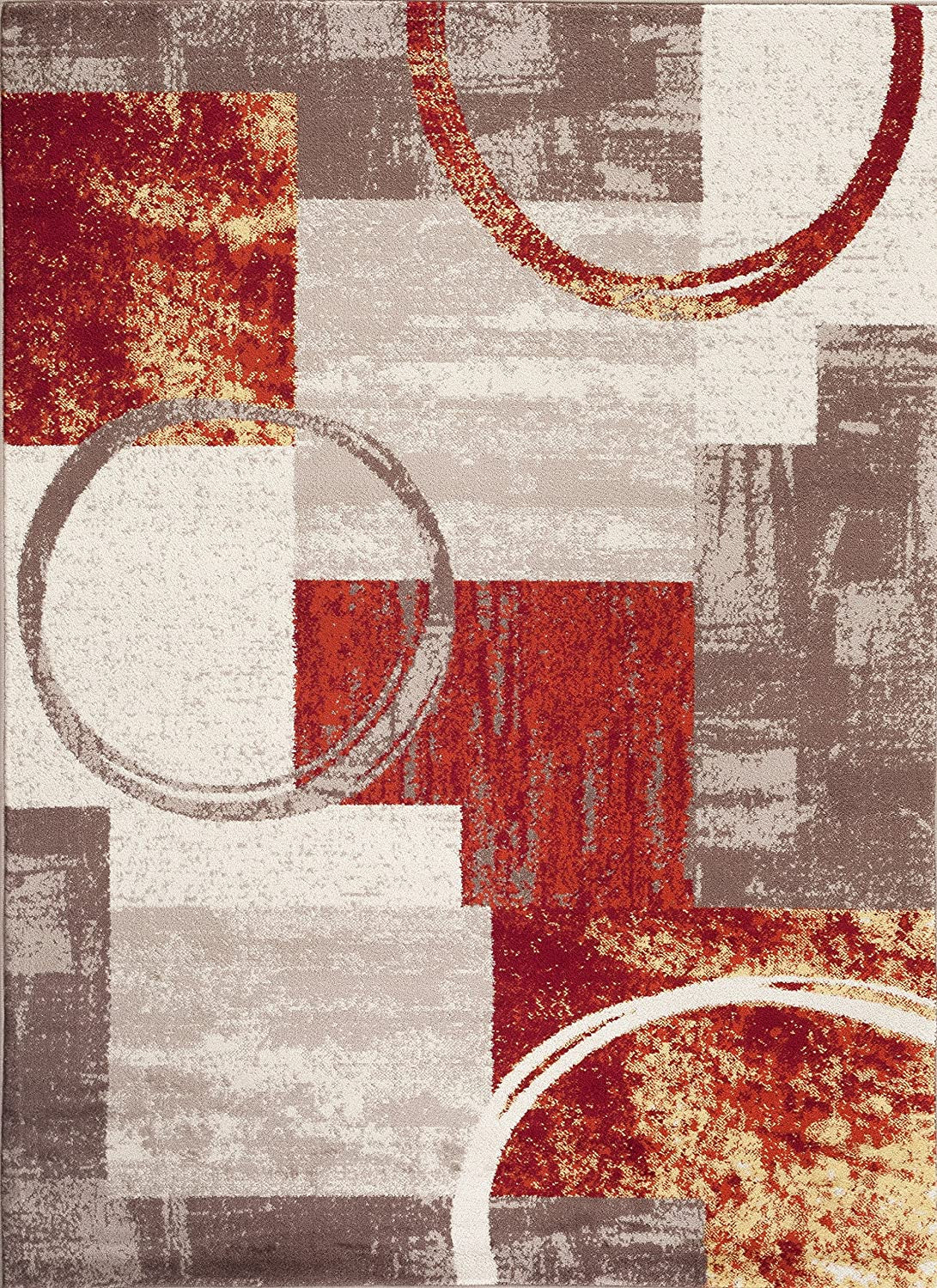Contemporary Abstract Circle Design Multi Soft 5'3" X 7'3" Indoor Area Rug