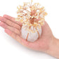 Chakra Healing Yellow Crystals Copper Tree of Life Wrapped on Natural Clear Quartz Crystal Base Feng Shui Luck Figurine Decoration