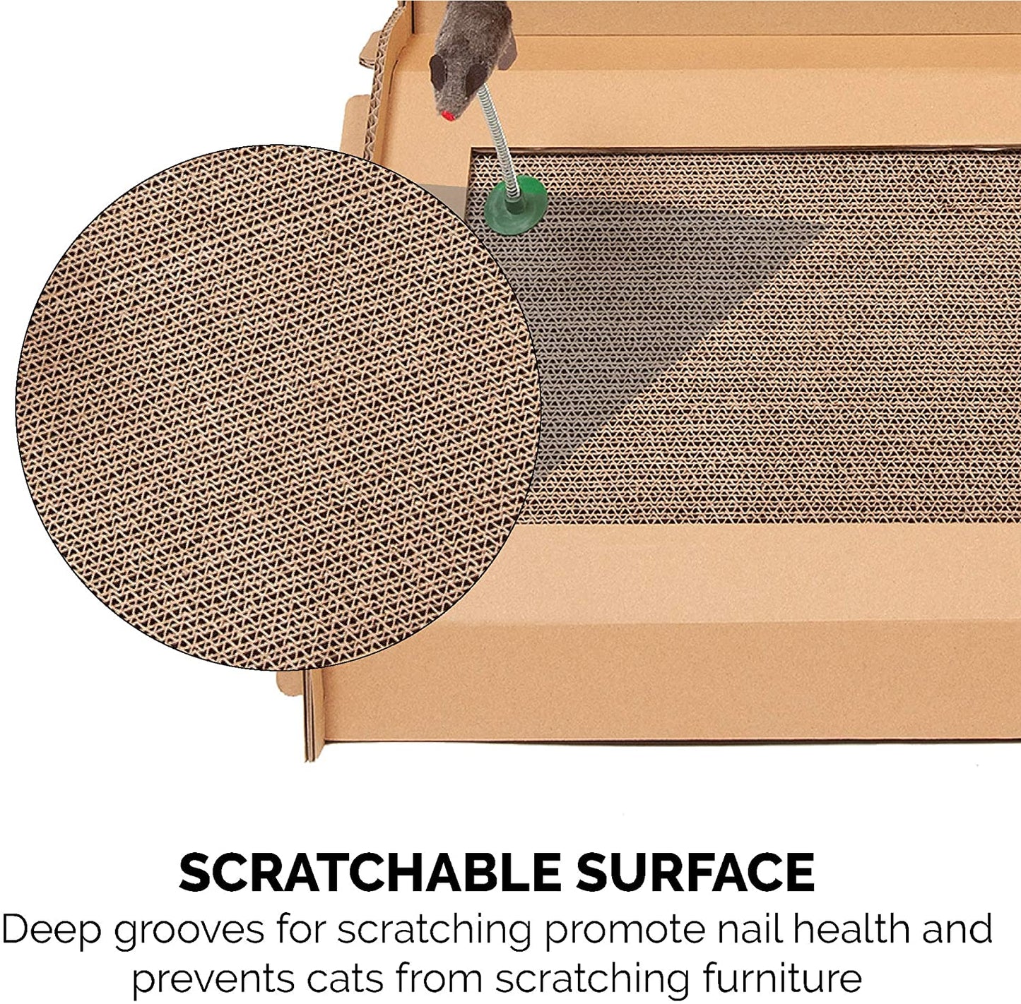 Furhaven Farmhouse Multi-Level Cat Scratcher Hideout W/ Catnip - Cardboard Brown, One Size