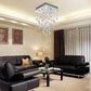 Bestier Modern Crystal Square Raindrop Chandelier Lighting Flush Mount LED Ceiling Light Fixture Pendant Lamp for Dining Room Bathroom Bedroom Livingroom 4 GU10 Bulbs Required 12 in Wide 20 Inch High