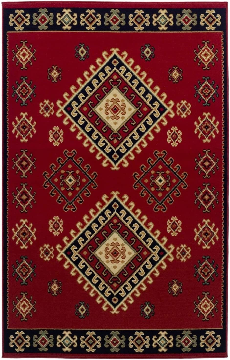 SUPERIOR Indoor Small Area Rug with Jute Backing, Bohemian Geometric Rugs for Home, Bedroom, Living Room, Kitchen, Entryway, Office, Southwestern Floor Decor, Santa Fe Collection, 4' X 6', Red