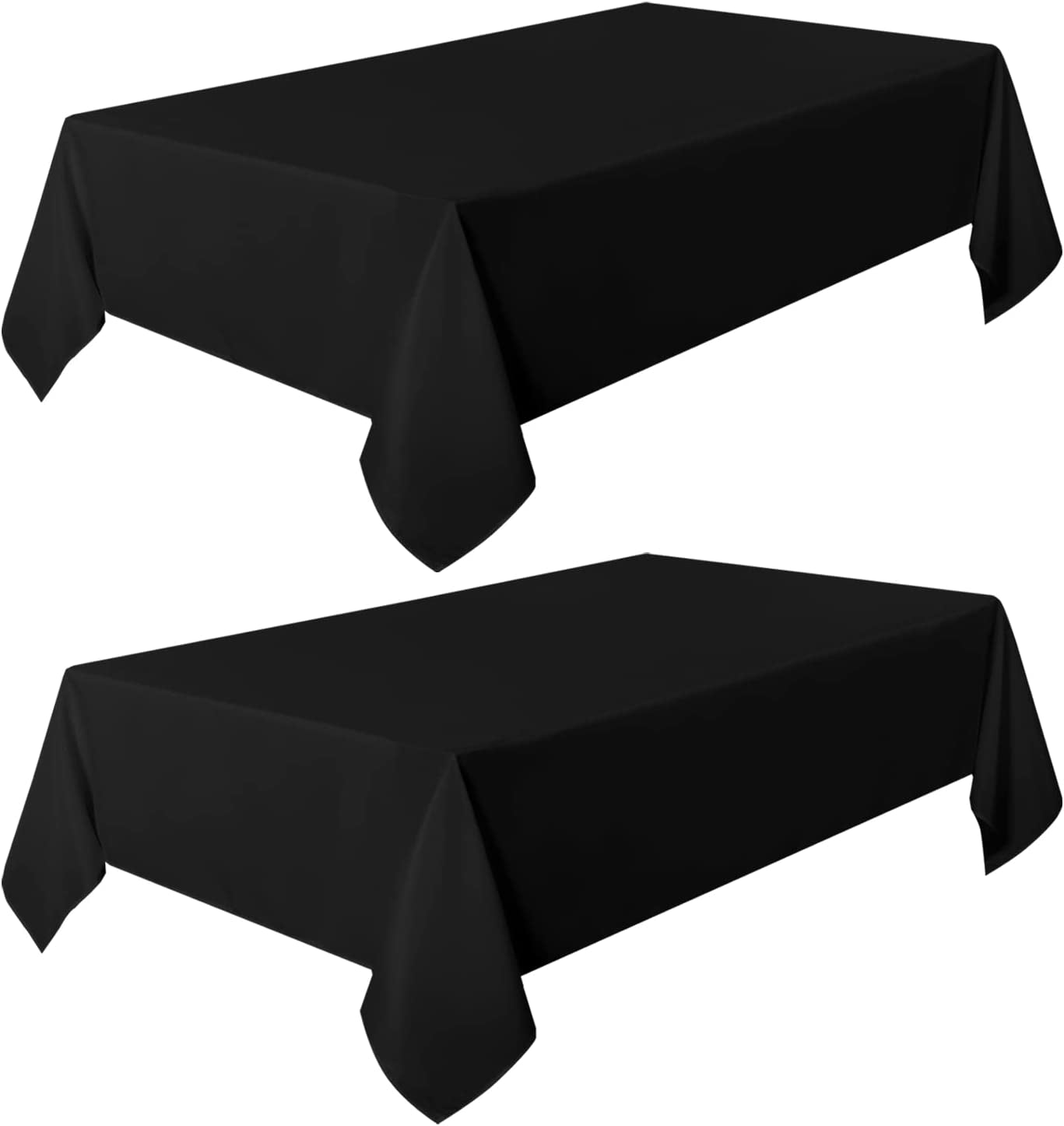 2 Pack Black Tablecloth 60 X 102 Inch, Rectangle 6 Feet Table Cloth - Stain and Wrinkle Resistant Washable Polyester Table Cover for Dining Table, Buffet Parties and Camping