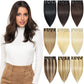 ROSEBUD Clip in Hair Extensions REMY Human Hair 8Pcs 18 Clips 65G/Set 14 Inch