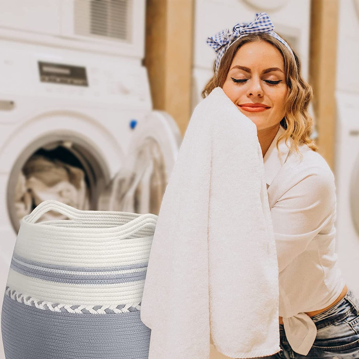 Laundry Basket Hamper for Organizing - Clothes Hamper with Handle Tall Laundry Basket 25.6" Height for Storage Clothes Toys in Barhroom Bedroom Nursery(Grey)