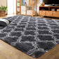 Luxury Shag Area Rug Modern Indoor Plush Fluffy Rugs, Extra Soft and Comfy Carpet, Geometric Moroccan Rugs for Bedroom Living Room Girls Nursery Kids Home 4X6 Feet Dark Grey/White