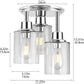 Semi Flush Mount Ceiling Light, 3-Light Close to Ceiling Light Fixtures, Electroplating Chrome Finish with Clear Seeded Glass Shade Chandelier Lighting for Stairs Porch Hallway Entryway Kitchen