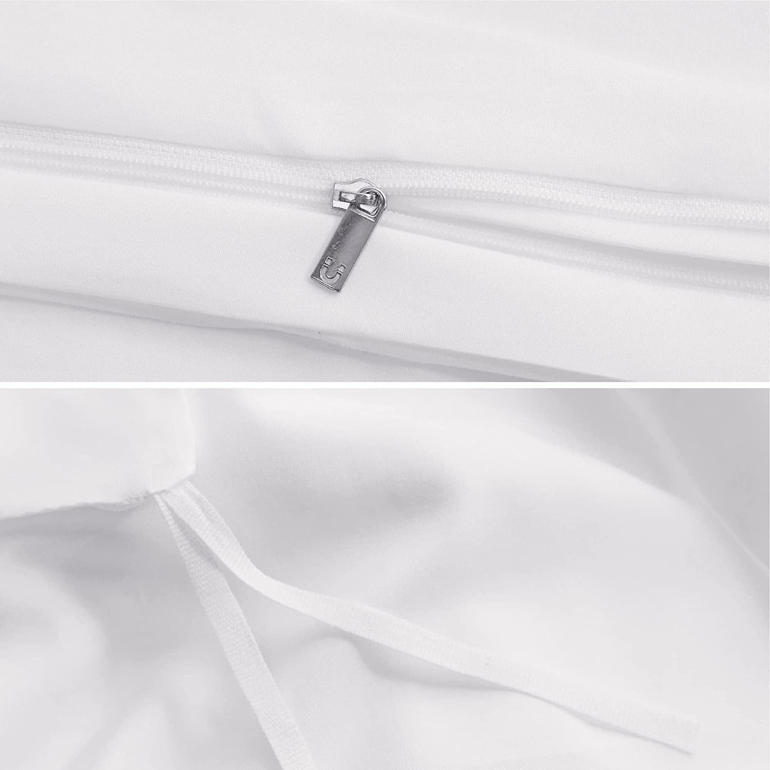 White Duvet Covers Queen Size - Soft Brushed Microfiber 3 Pieces with Zipper Closure, 1 Duvet Cover 90X90 Inches and 2 Pillow Shams