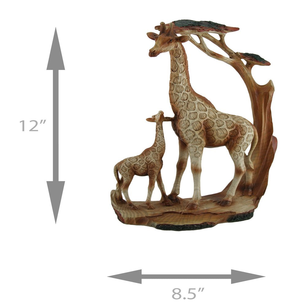 Zeckos Giraffe Family Carved Wood Look Resin Statue