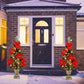 3 FT Christmas Tree, Pre-Lit Poinsettia Spruce Entrance Trees with 100 Leds Lights, Pine Cones, Red & Golden Berries in Gold Urn Base for Front Door, Porch, Entryway Xmas Home Decor, 2 Pack