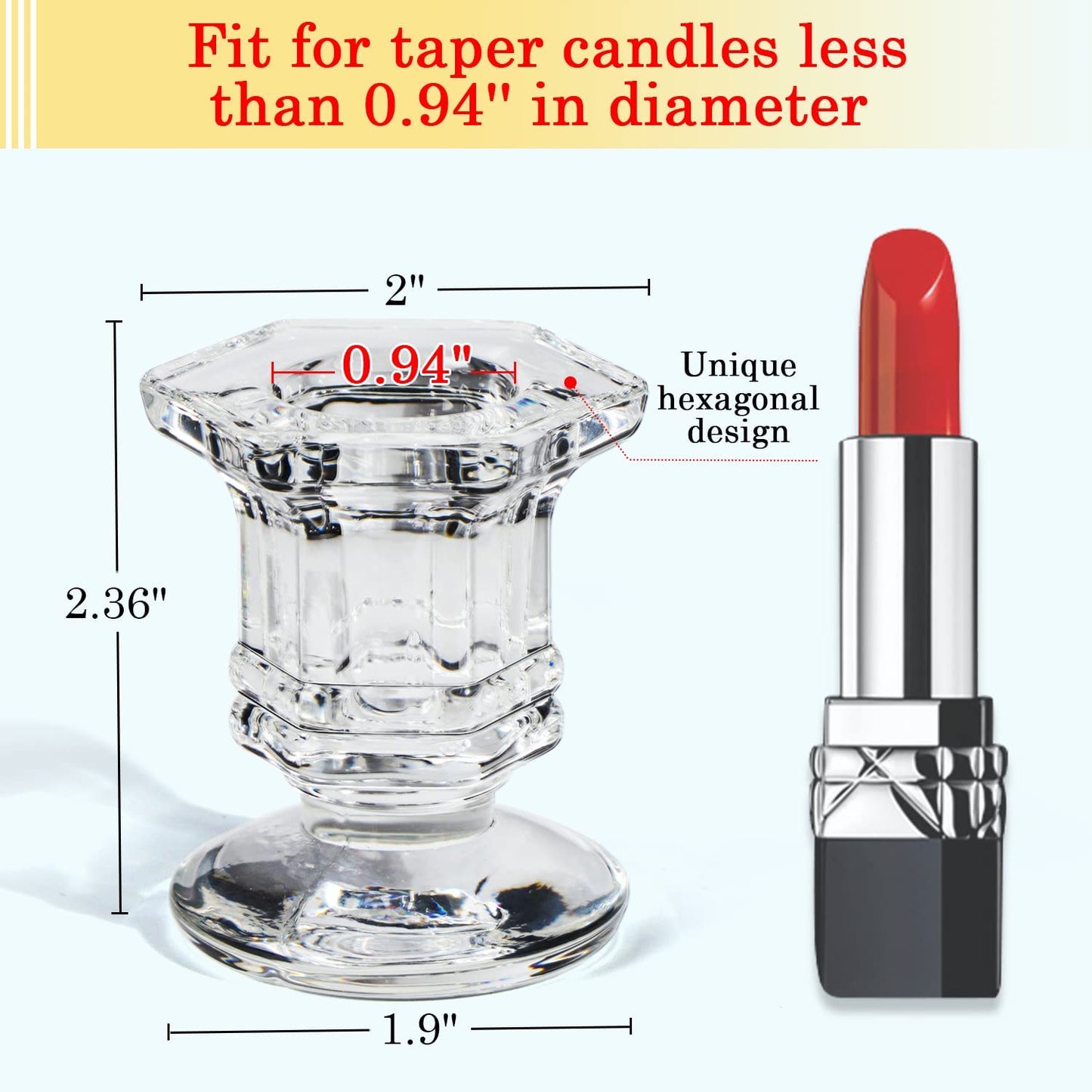 Candlestick Holders Bulk, 12 Pcs Glass Candle Holders Set Clear, Crystal Taper Candle Holders for Wedding, Table Centerpiece, Home Decoration(Exclude Candles)