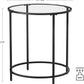 round Side Table, Glass End Table with Metal Frame, Small Coffee Accent Table, Bedside Table, Modern Style, for Living Room, Balcony, Bedroom, Black ULGT020B01