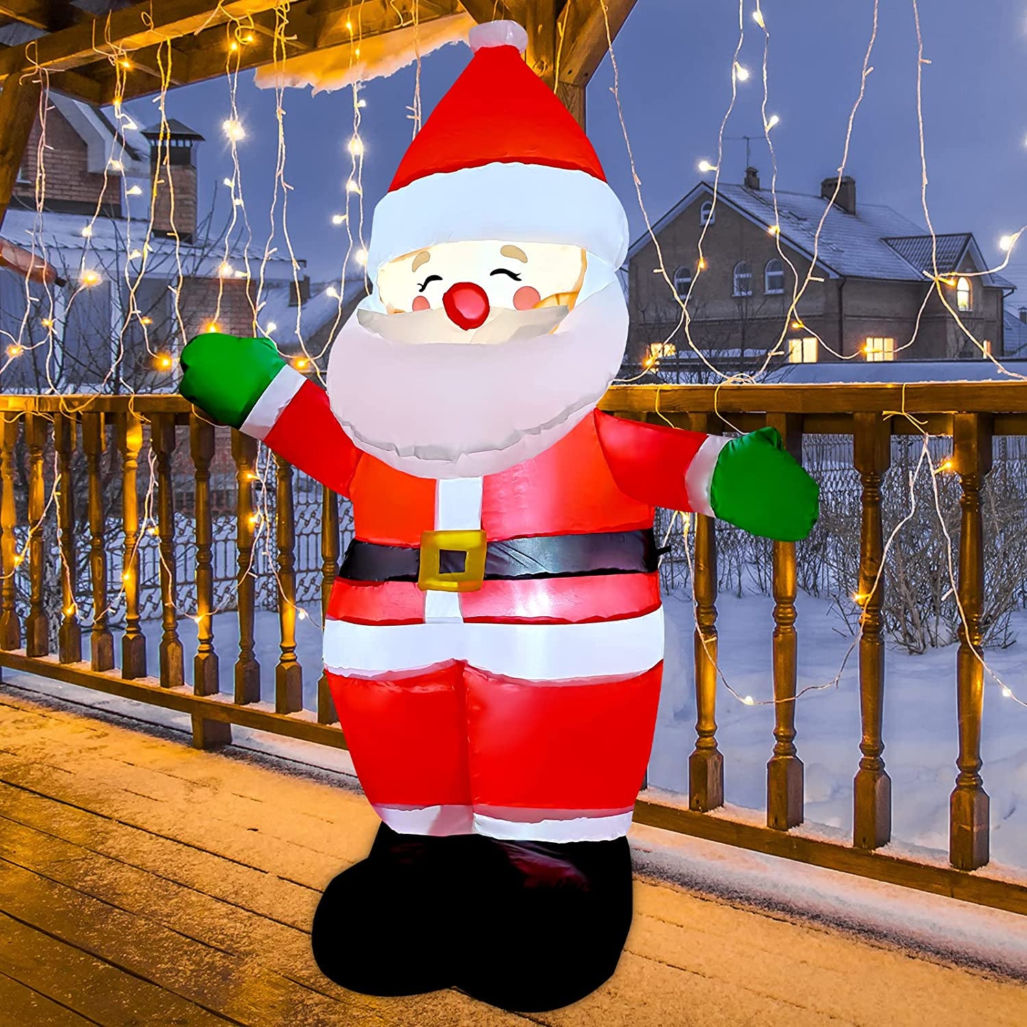 5 FT Christmas Inflatables Santa Claus Outdoor Christmas Decorations Clearance Blow up Yard Decor with LED Lights for Xmas Holiday Party Indoor Garden Lawn Décor